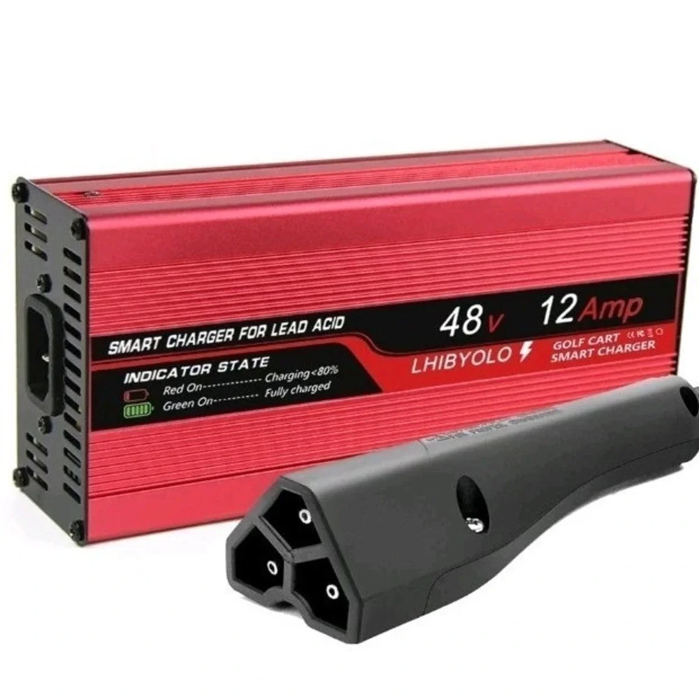 48 V12A 3 Pin Style Plug Golf Cart Charger For EZGO RXV 2008+ & TXT 2004+